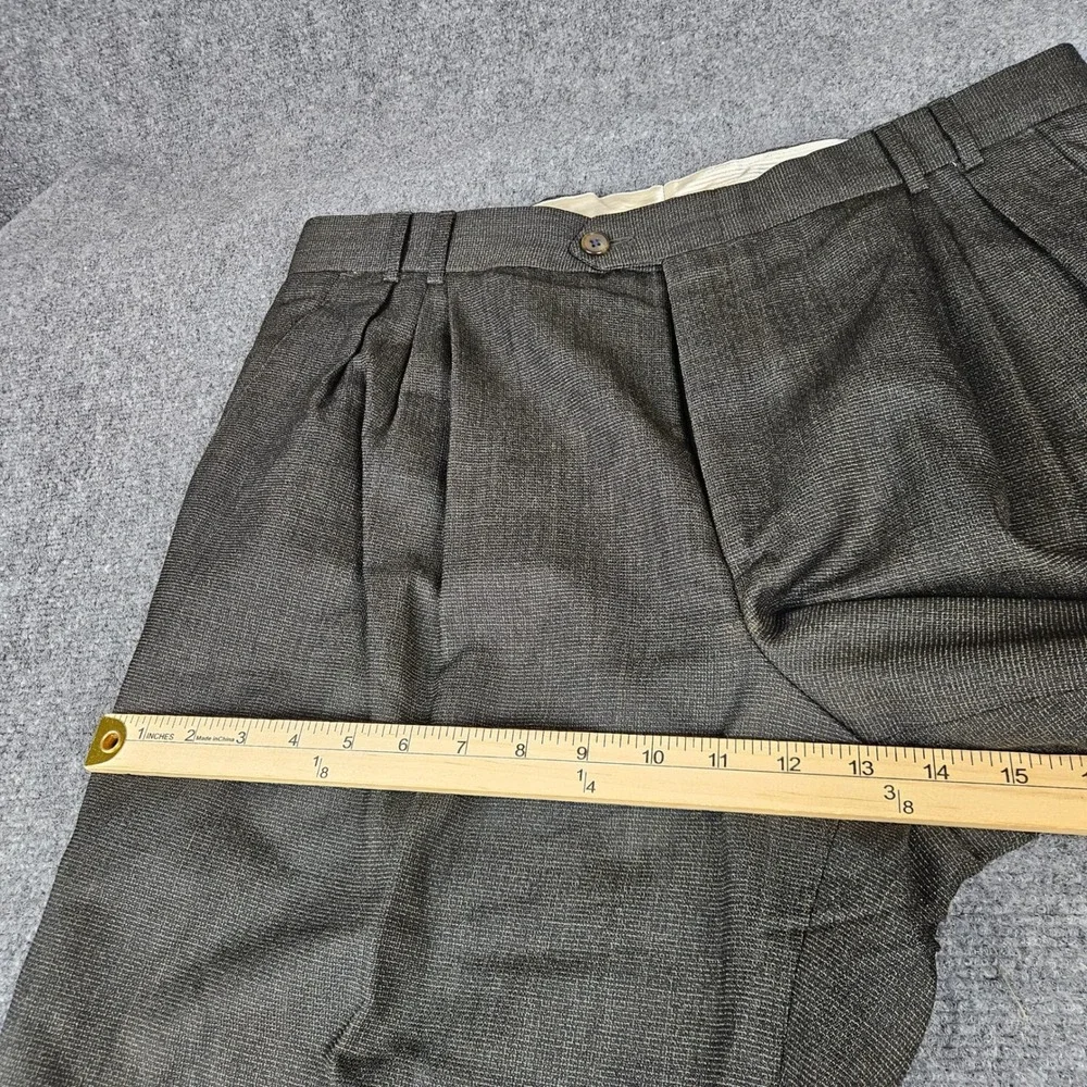 Ballin Mens 36 Grey Wool Pleated Dress Pants Cuffed Made in Canada Trousers